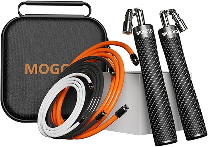 Weighted Jump Rope for Men Women -Interchangeable 1/5lb 1/4lb 1/2lb Heavy jump ropes - 360 Degree Spin - Length Adjustable,Ergonomics Leather Grip Skipping Rope for Fitness Weight Loss & More