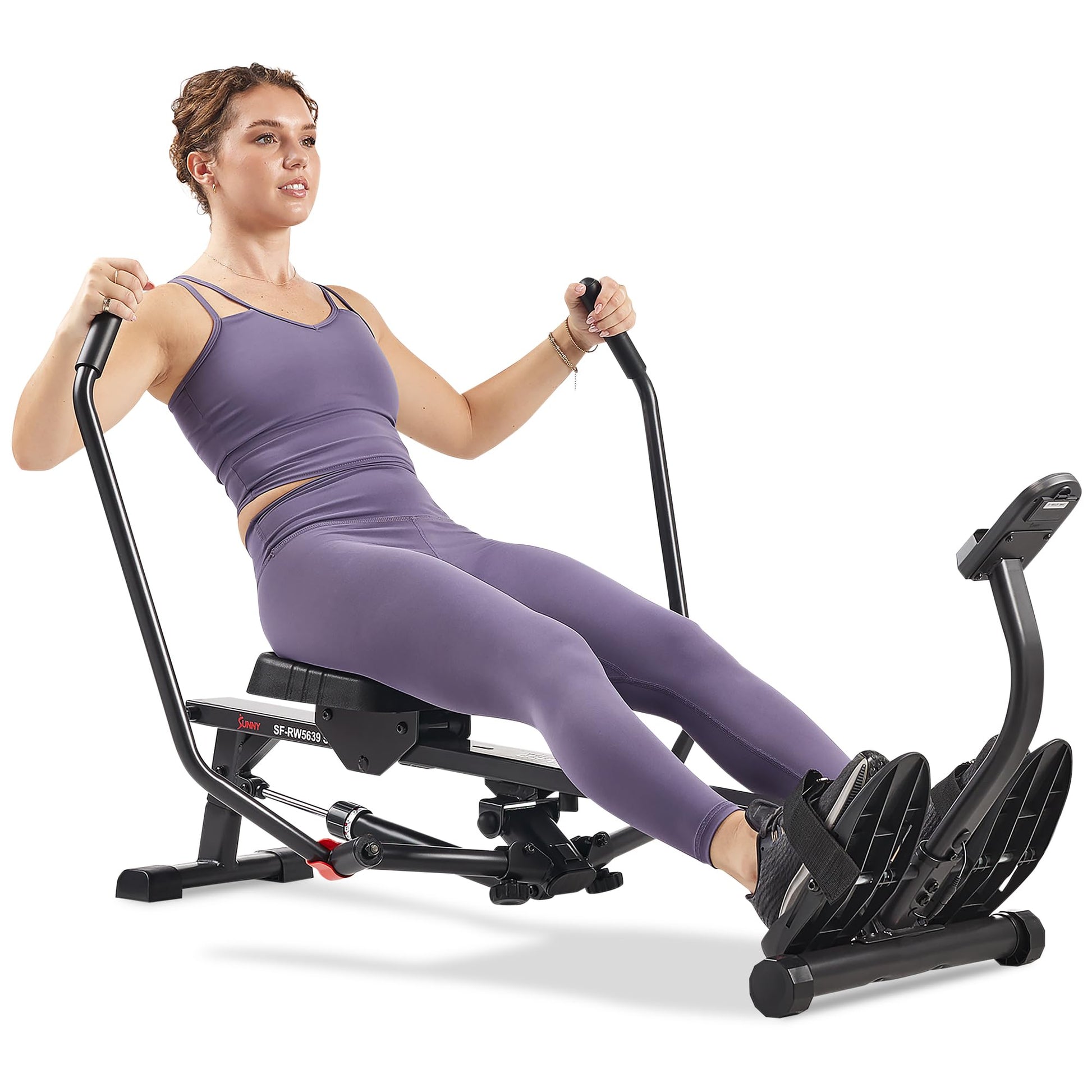 Sunny Health & Fitness Smart Full Motion Rower, Dark Gray