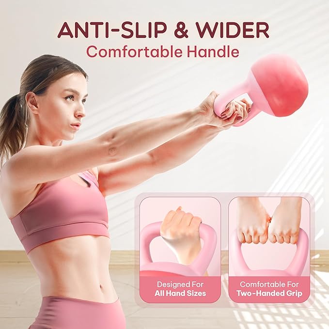 Yes4All Soft Kettlebell, PVC Kettlebells Exercise Weights & Color-Coded Strength Training Kettlebells with 4 Options (5,10,15,20lb), Gentle Hand Weights for Women at Home