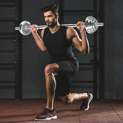 VIVITORY Fitness Dumbbells Set, Adjustable Weight Sets up to 11/22/44/66/110 lbs, with Metal Connecting Rod Used As Barbell, Chromed Weights, Hardcover Gift Box, Home Gym Work Out Training Equipment