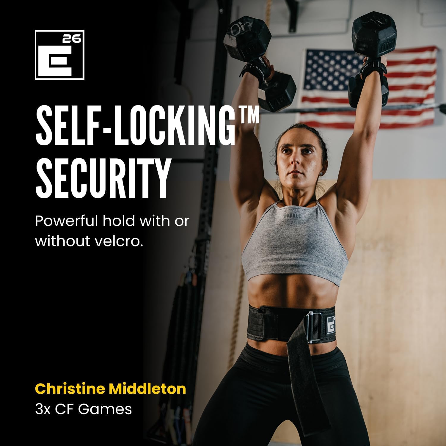 Element 26 Self-Locking Weight Lifting Belt - 4-Inch Nylon Support for Men and Women - Squat and