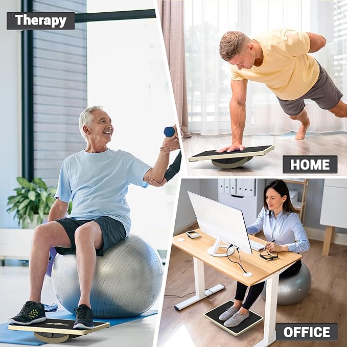 Sportneer 2-in-1 Balance Board ??Adjustable Wobble & Slant Board for Core Strength, Stretching, Rehab, Standing Desk, Home Gym Workout