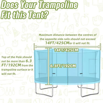 Gardenature 10FT/12FT/14FT Trampoline Tent(Tent Only), Fit Round Trampolines, Shade Cover with LED Light, Outdoor Trampolien Accessories, Anti-Tear