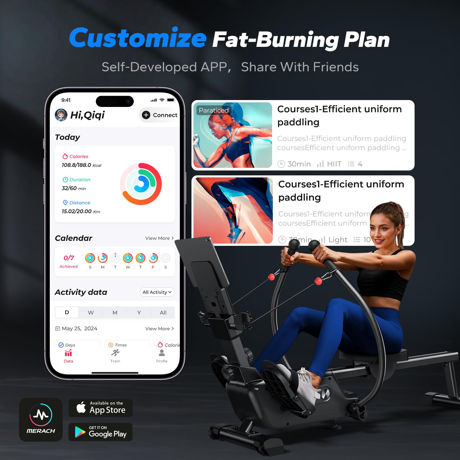 Merach RS3 Scull Rowing Machine for Home, Simulate Real Row, Ergonomic Seat