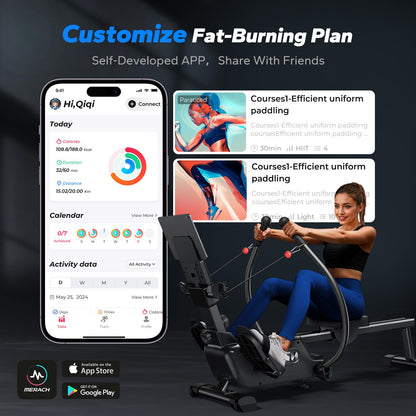 Merach RS3 Scull Rowing Machine for Home, Simulate Real Row, Ergonomic Seat