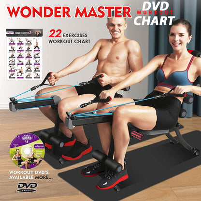 BODY RHYTHM 22 in 1 Wonder Master Core & Abdominal Workout Equipment, Foldable & Adjustable Rowing