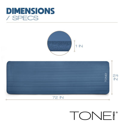 Tone Fitness Premium Extra Thick 1-Inch High Density Exercise Mat with Carry Strap – Non-Slip