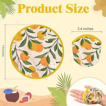 Mototo Foldable Flying Disc Fans, 36PCS Foldable Disc Fan 8 Inch Pop up Round Collapsible Hand Fan Bulk with Pouch for Women Purse Travel Beach Game Wedding Party Favor Decoration, 6 Abstract Style