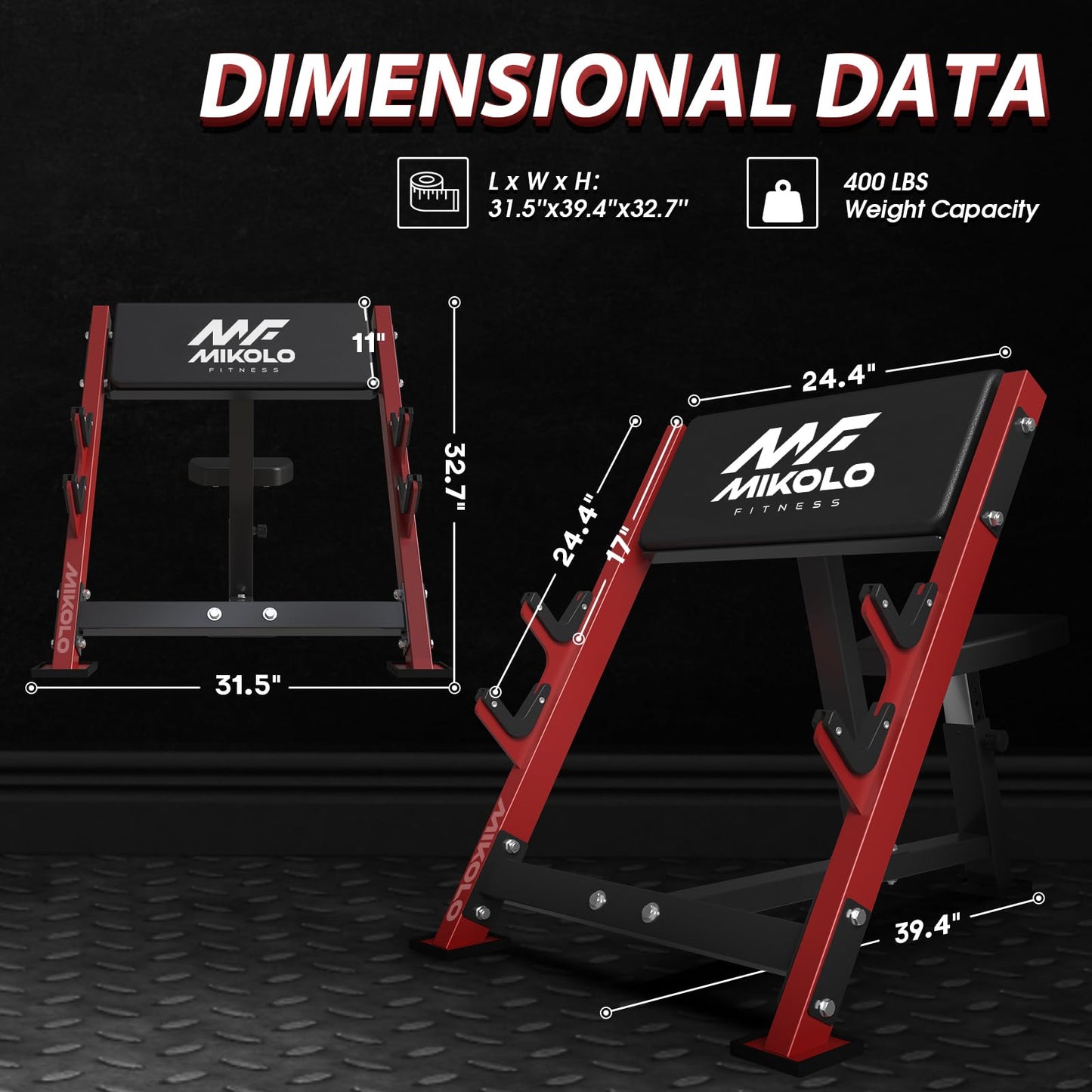Mikolo Preacher Curl Bench, Seated Arm Isolated Barbell Dumbbell Bicep Station, Bicep Curl Machine