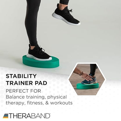 THERABAND Stability Trainer Pad, Beginner Level, Firm, Set of 2, Green Foam Balance Pad for Physical Therapy, Exercise Pad for Core Strength, Lightweight Non-Slip Balance Trainer, Portable Foam Pad for Home or Clinic Use