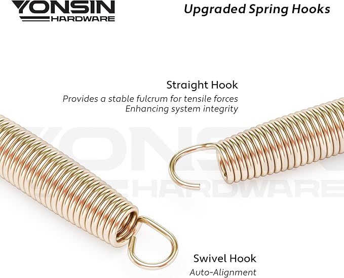 Trampoline Springs Heavy Duty with Swivel & Straight Hooks, Stainless Steel Trampoline Accessories Ideal Spring Replacement, Includes T-Hook Tool