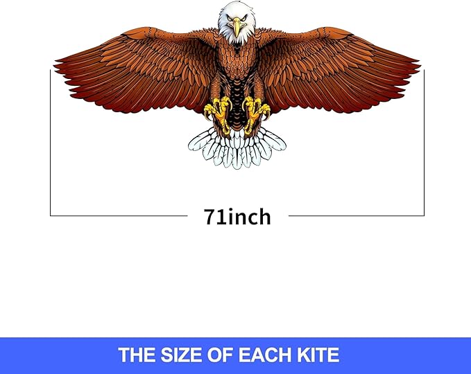 70.8" Eagle Kite for Adults and Kids - Easy to Fly and Assemble, Single Line Beach and Park Kite for Family Outdoor Activities, Comes with 300ft String Handle.