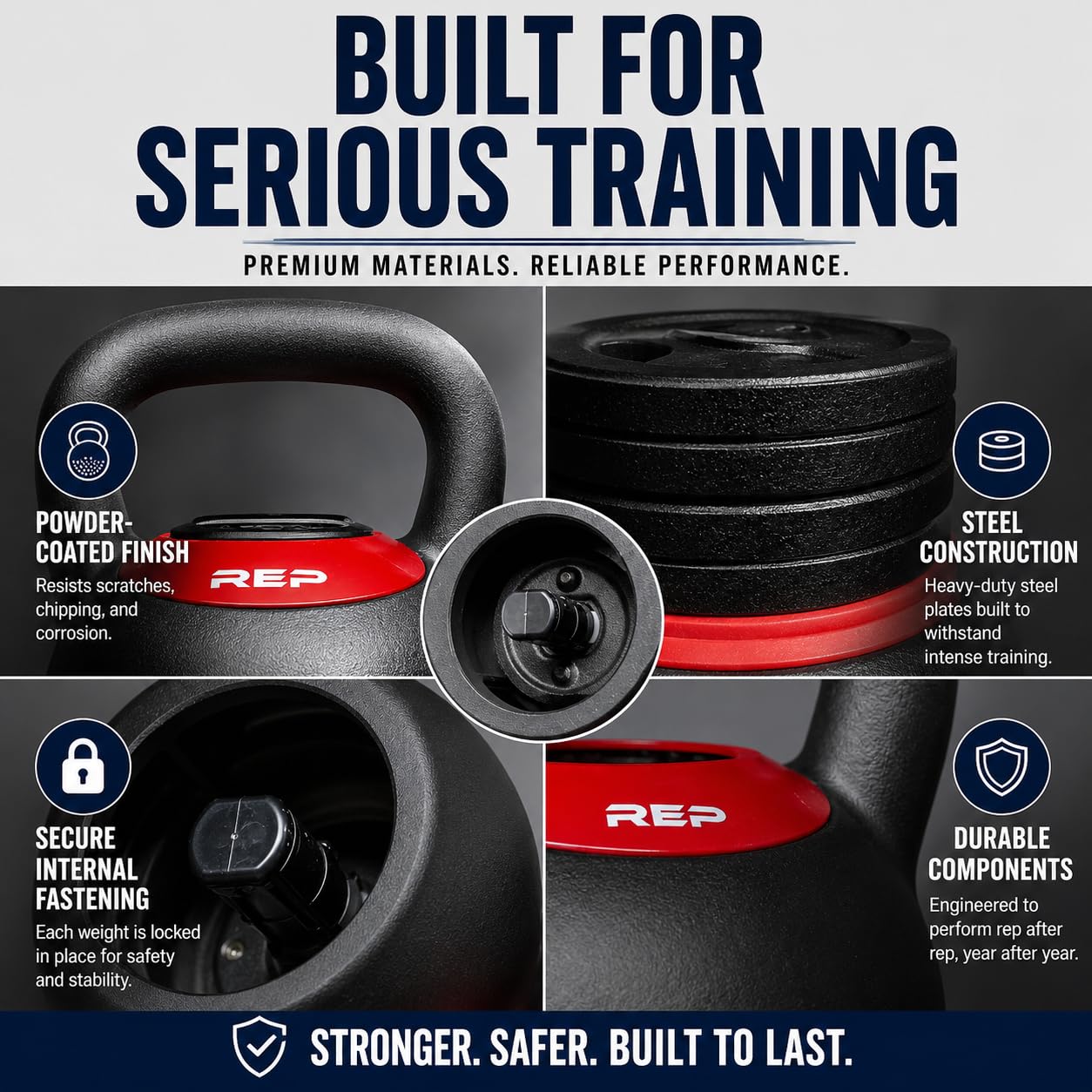Rep Fitness Adjustable Kettlebell | 40 lb | Weight Set for Home Gym | Strength Training Equipment