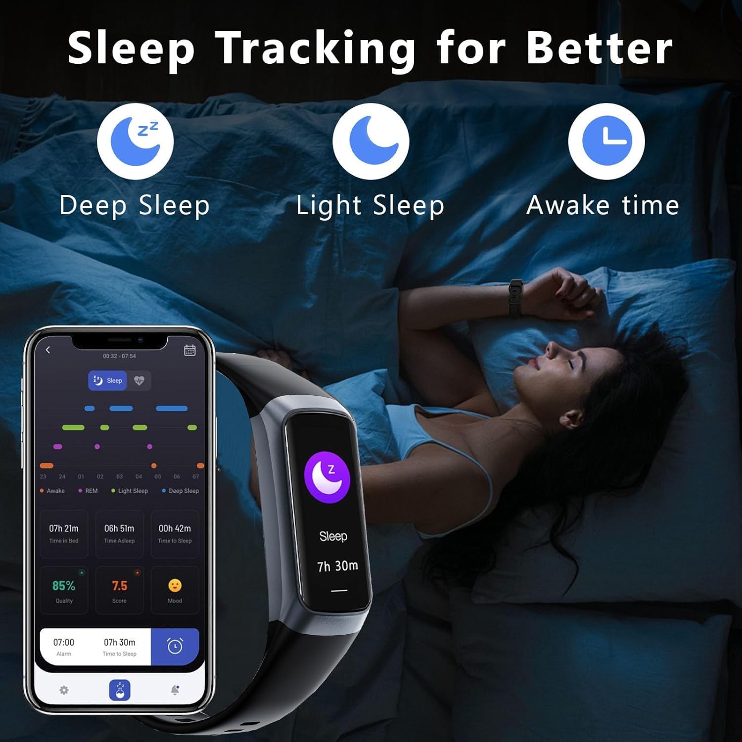 Fitness Tracker with 24/7 Heart Rate Blood Oxygen Sleep Monitor,Activity Tracker with 1.1" AMOLED