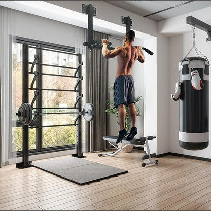 Wall Mounted Pull up Bar Multifunctional Chin up Bar Strength Training Pull-up Bar for Indoor Home Gym Fitness, Supports to 440 Lbs…