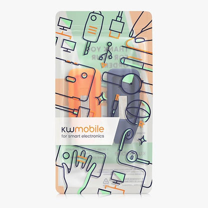 kwmobile 2X Clip Holders Compatible with Huawei Band 10/9 / 8 - Clip-On Holder Replacement Set - Dark Blue/Orange