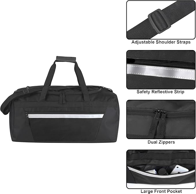 40 Liter, 22 Inch Reflective Duffle Bag with Shoulder Strap for Men, Women, Travel