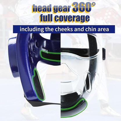 Kids Adults Karate Headgear with Face Shield, MMA Martial Arts Headgear Boxing Soft Helmet Taekwondo Sparring Head Gear