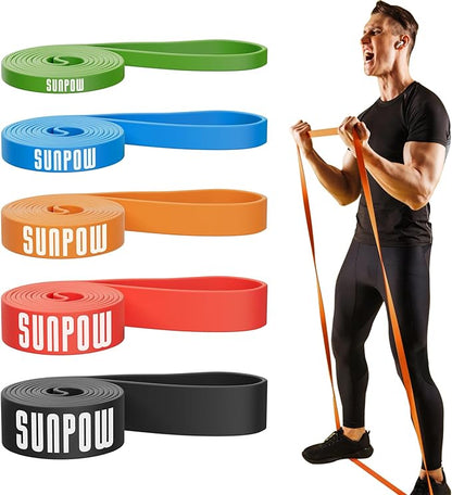 SUNPOW Pull Up Assistance Bands, Resistance Bands Set of 5 for Working Out, Pull Up Bands, Exercise Bands for Muscle Training, Stretching, Yoga, Physical Therapy for Men Women