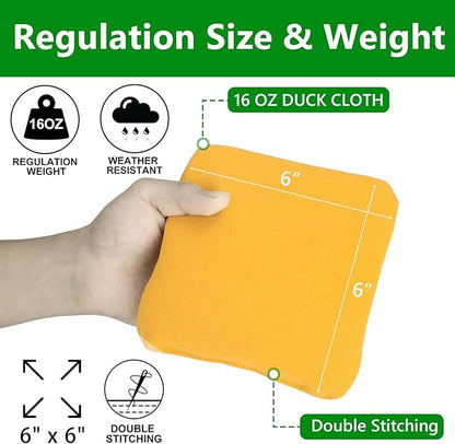 EunHo Cornhole Bags Set of 8 Regulation Size & Weight Corn Hole Bean Bags Official Professional All Weather for Tossing Game with Carry Case
