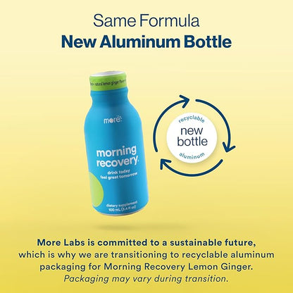 Morning Recovery Electrolyte, Milk Thistle Drink Proprietary Formulation to Hydrate While Drinking, Highly Soluble Liquid DHM, Non GMO, Vegan, Gluten-Free, Lemon Ginger, Pack of 12