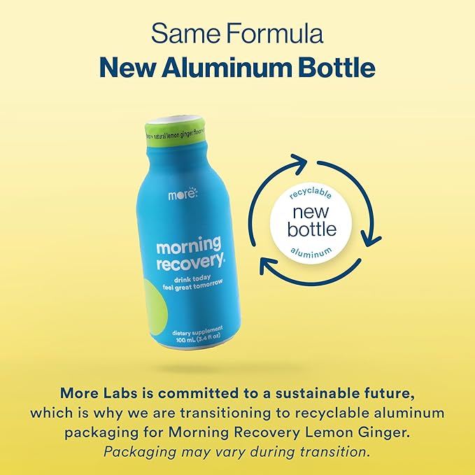 Morning Recovery Electrolyte, Milk Thistle Drink Proprietary Formulation to Hydrate While Drinking, Highly Soluble Liquid DHM, Non GMO, Vegan, Gluten-Free, Lemon Ginger, Pack of 6
