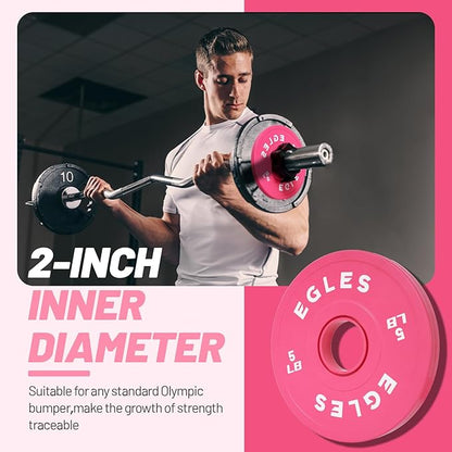 Egles Change Plates Set 1.25LB, 2.5LB, 5LB - Rubber-Coated Weight Plates in Pairs, Olympic Bumper Plates, Color-Coded, IWF Standard, Fit 2-Inch Barbells Strength Training Weight Plates Gym & Fitness