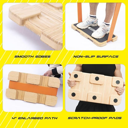 Resistance Band Workout Footplate - Wood Exercise Platform with Non-Slip Surface for Band Training, Stretching, and Full-Body Home Gym