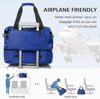 Gym Bag for Men Women, Tactical Travel Duffel bag with Removable Dividers & Shoe Compartment, Weekender Carry on Bag with Toiletry Bag, Overnight Range Bag for Workout Soccer Yoga Gym