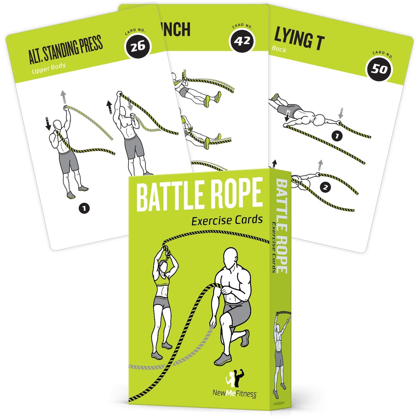 Battle Rope Exercise Cards for Home Workouts, Set of 62 - with Guided Strength Training Workout