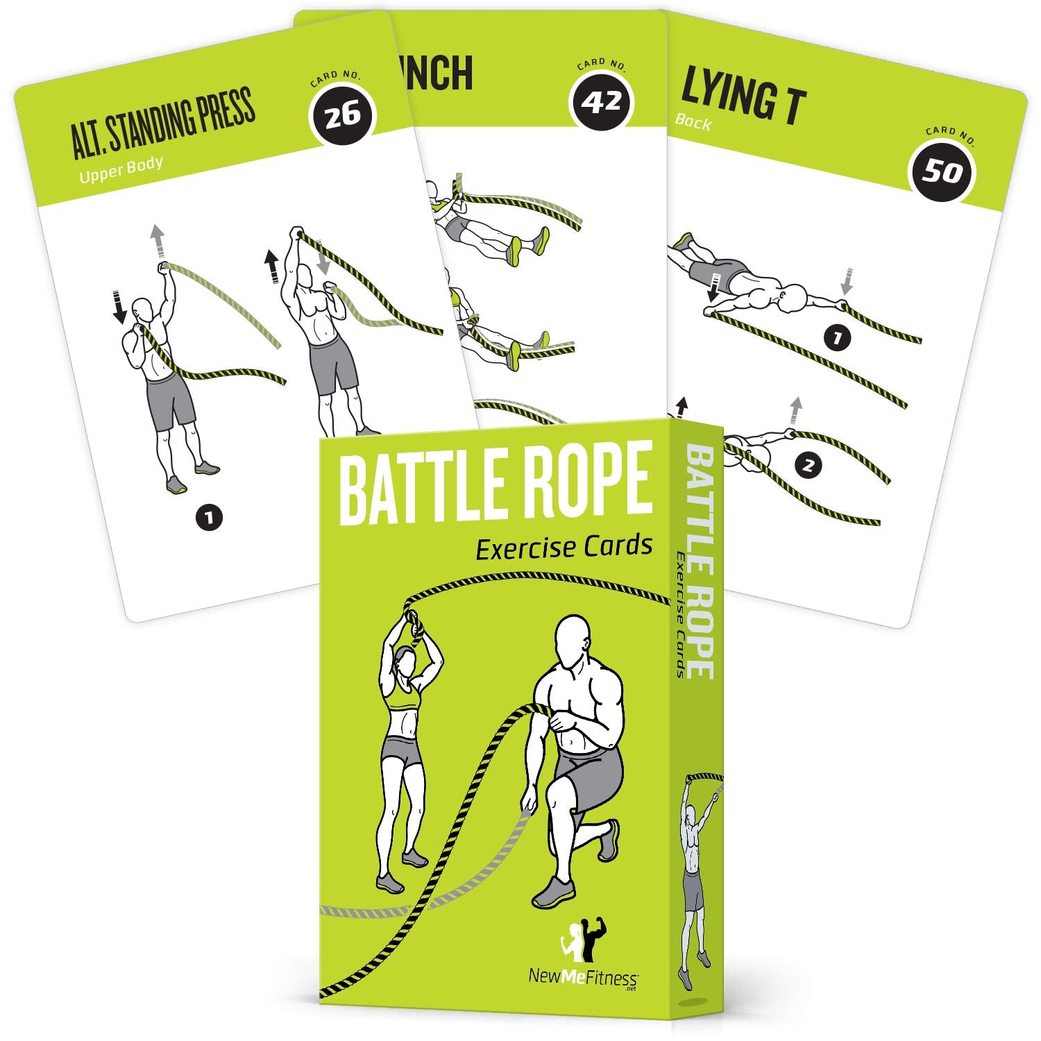 Battle Rope Exercise Cards for Home Workouts, Set of 62 - with Guided Strength Training Workout