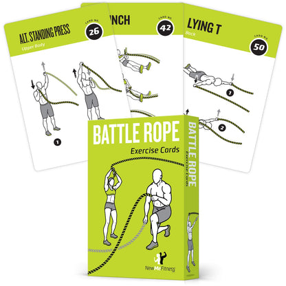 Battle Rope Exercise Cards for Home Workouts, Set of 62 - with Guided Strength Training Workout