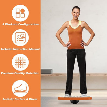 4-In-1 Aerobic Balance Board and Step Up Exercise Platform - Adjustable Multifunctional Balance Board Slant Board, Steppers for Exercise - Home Workout Non Slip Stepper Platform