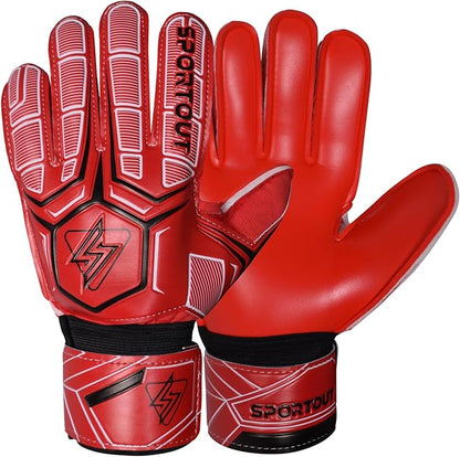 Sportout Goalie Gloves, Goalkeeper Gloves with Finger Protection, Breathable Soccer Goalie Gloves, 4mm Latex, for Kids Youth and Adult