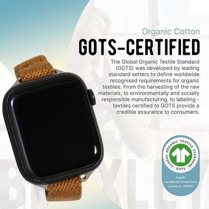 Braxley Bands - Organic Cotton Watch Bands For Women and Men, Compatible With All Apple Watch Sizes and Series - Washable, Sweat-Absorbent, Breathable Fit, Elastic Smart Watch Bands