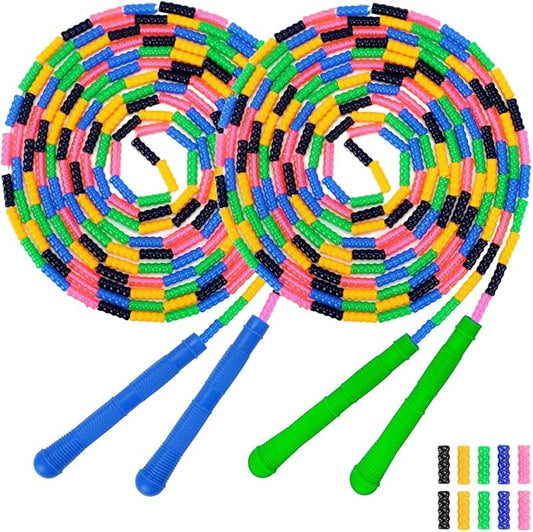Dutch Jump Rope 16 FT 1 Pack/2 Pack, Long Soft Beaded Jump Rope, Adjustable Segmented Skipping Rope for Kids Adults, Multiplayer Jumping Rope for Fitness Outdoor