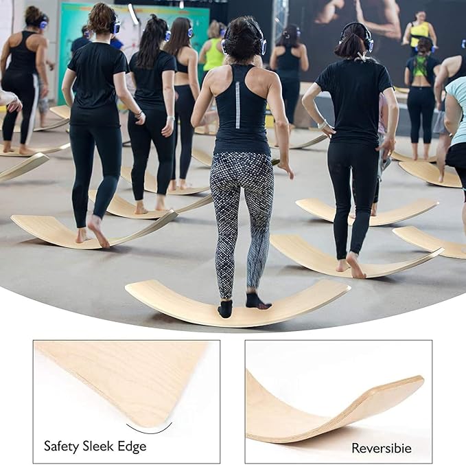 WOOD CITY Wobble Board, Wooden Balance Board Kids for Toddlers & Adults, Curvy Rocker Board for Yoga and Exercise Indoor & Outdoor, Open Ended Learning Toy Gift