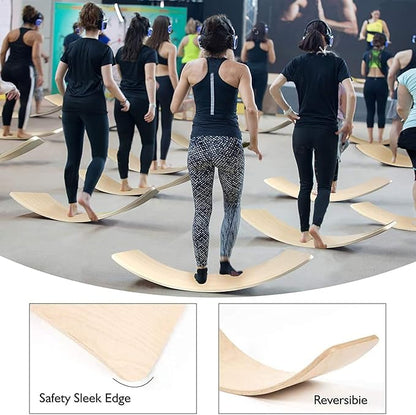 WOOD CITY Wobble Board, Wooden Balance Board Kids for Toddlers & Adults, Curvy Rocker Board for Yoga and Exercise Indoor & Outdoor, Open Ended Learning Toy Gift