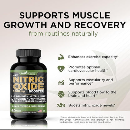 Gade Nutrition Nitric Oxide Supplement - L Arginine Capsules ??Helps to Improve Energy, Endurance & Performance - Pre Workout - Muscle Builder - with All Essential Amino Acid and Maca Root