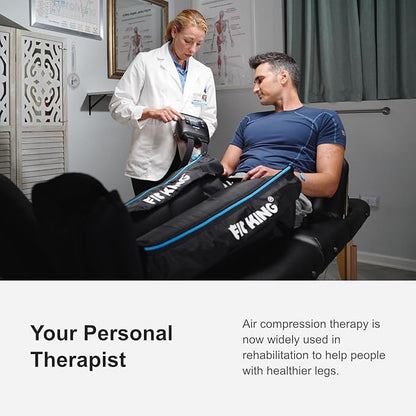FIT KING Air Compression Recovery System, Cordless Full Leg Massager with Dynamic Pressure, Reduces Muscle Pain and Improves Circulation, Fast Recovery for Athletes (Medium)