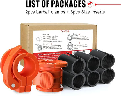 Barbell Clips 1 Inch Quick Release Weight Clamps 0.9-1.18inch Multi-Size Adjustable Olympic Clamps for Bars