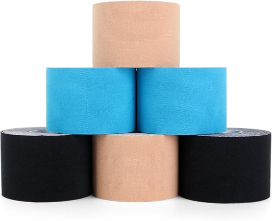 Kinesiology Tape 6 Rolls, Waterproof Kinetic Tape Muscle Tape for Injured Muscle Recovery & Joints
