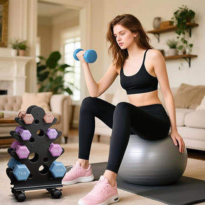 Dumbbell Rack Stand Only(Dumbbells Not Included) - Dumbbell Storage Rack with/without Wheels, Space Saver for Home Gym.