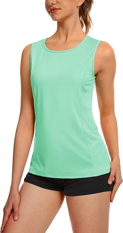TACVASEN Women's UPF 80+ Workout Tank Top Sleeveless Quick Dry Sun Protection Hiking Athletic Gym Yoga Running Shirts