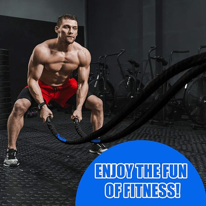 Perantlb Battle Rope With Wear-Resistant Nylon Protective Sleeve - Heavy Battle Rope for Strength Training, Home Fitness Exercise - Anchor Strap Kit Included