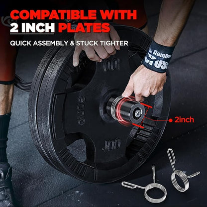 TEEMOO Olympic EZ Curl Barbell Bar, 47" Curl Bar with 2 Spring Collars,Curling bar for Weight Lifting, Squat, Hip Thrusts, Biceps, 500lb Weight Capacity, E-Coat Finish for 2 inch Weight Plates (Black)