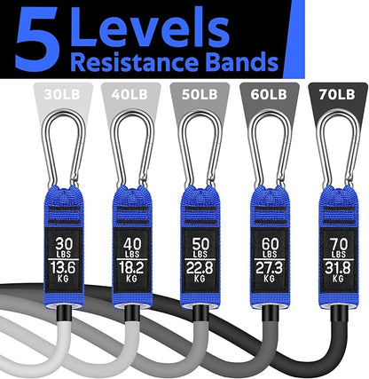 WALITO Resistance Bands Set - Exercise Bands with Handles, Door Anchor, Legs Ankle Straps, for Heavy Resistance Training, Physical Therapy, Muscle Training, Yoga, Home Workouts, Gym Equipment