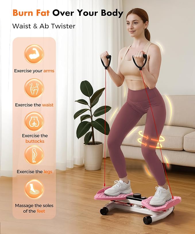 Waist Twisting Machine Fitness Tool, Ab Twister Board with the Smart LED Digital Monitor, 330LBS Capacity & 20dB Ultra-Quiet, Anti-Slip Home Gym Workout Equipment for Women Belly Fat