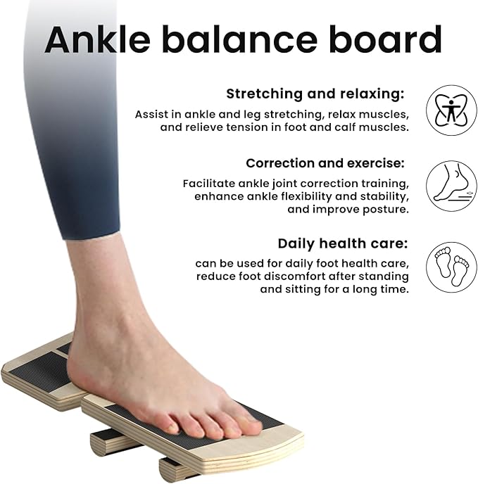Ankle Balance Board Foot Strengthener Trainer Ideal for Sprained Ankle Recovery Stability Exercises and Physical Therapy Plus Posture Corrector and Foot Stretcher for Plantar Fasciitis Relief