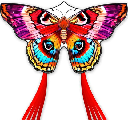 Butterflys for Kids, Beautiful Kite Easy to Fly for Beginners with 328 ft Line & Line Winder (Flame Butterfly Kite（Red）, 1)